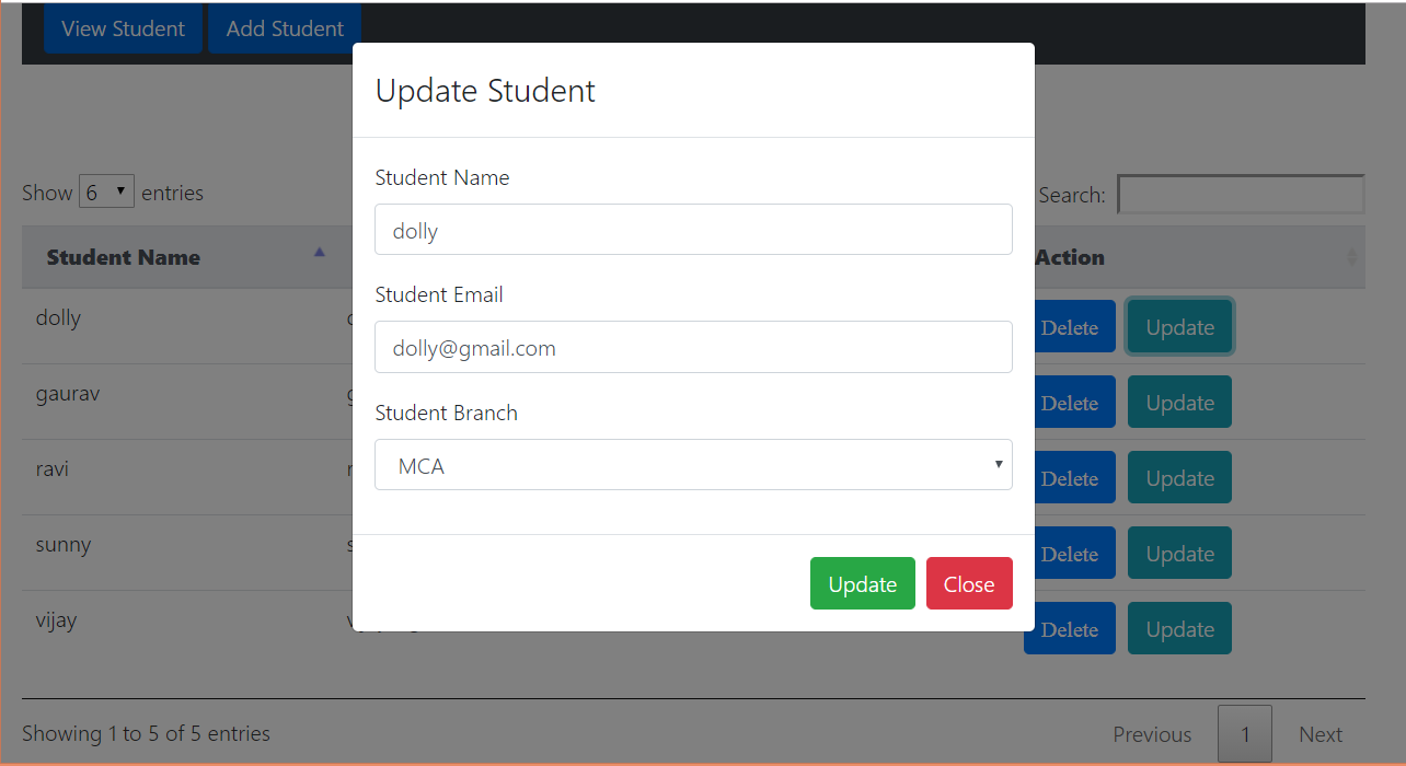 spring angular crud application